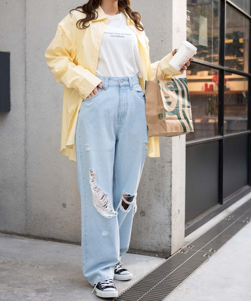 WEGO（ウィゴー）の「WEGO/ヘビークラッシュローライズパンツ（デニムパンツ・レディース・インディゴブルー/ホワイト/ライトインディゴブルー/ブラック/ブラック系その他/コバルトブルー・SMALL/MEDIUM）」の9枚目の写真