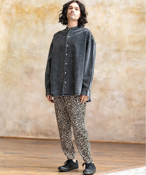 CAMBIO(カンビオ)の「ms5231-Chemical Wash Band Collar Denim Shirts シャツ(シャツ/ブラウス・メンズ・インディゴブルー/ブラック・M/S/L)」の12枚目の写真
