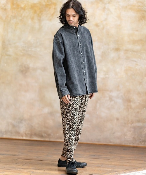 CAMBIO(カンビオ)の「ms5231-Chemical Wash Band Collar Denim Shirts シャツ(シャツ/ブラウス・メンズ・インディゴブルー/ブラック・M/S/L)」の13枚目の写真