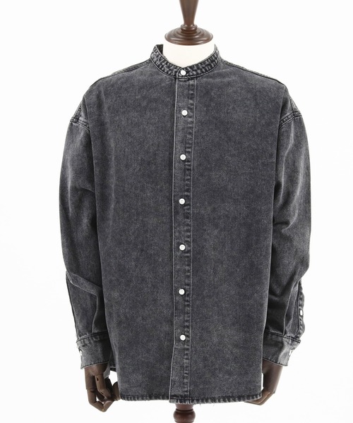 CAMBIO(カンビオ)の「ms5231-Chemical Wash Band Collar Denim Shirts シャツ(シャツ/ブラウス・メンズ・インディゴブルー/ブラック・M/S/L)」の16枚目の写真