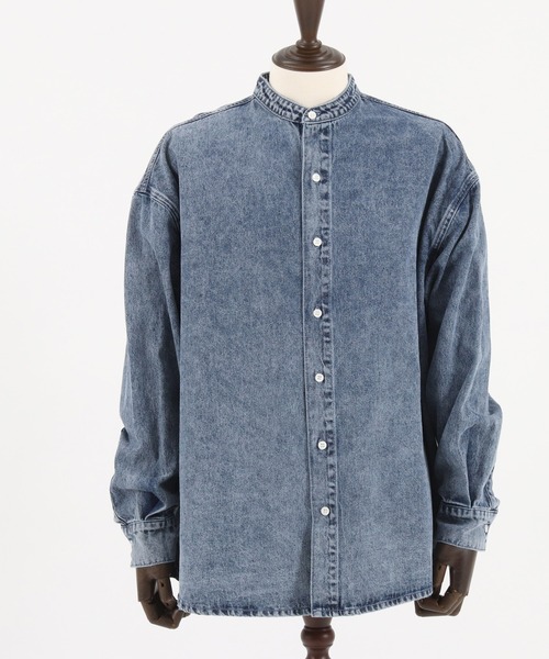 CAMBIO(カンビオ)の「ms5231-Chemical Wash Band Collar Denim Shirts シャツ(シャツ/ブラウス・メンズ・インディゴブルー/ブラック・M/S/L)」の18枚目の写真