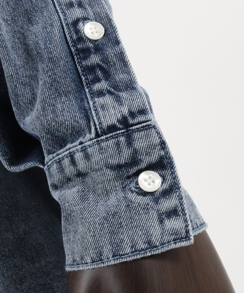 CAMBIO(カンビオ)の「ms5231-Chemical Wash Band Collar Denim Shirts シャツ(シャツ/ブラウス・メンズ・インディゴブルー/ブラック・M/S/L)」の21枚目の写真
