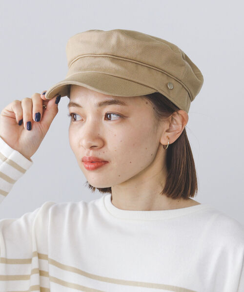 BEAMS HEART（ビームスハート）の「BEAMS HEART / ボタン付き マリンキャスケット（キャスケット・レディース・ブラック/ベージュ・FREE）」の2枚目の写真