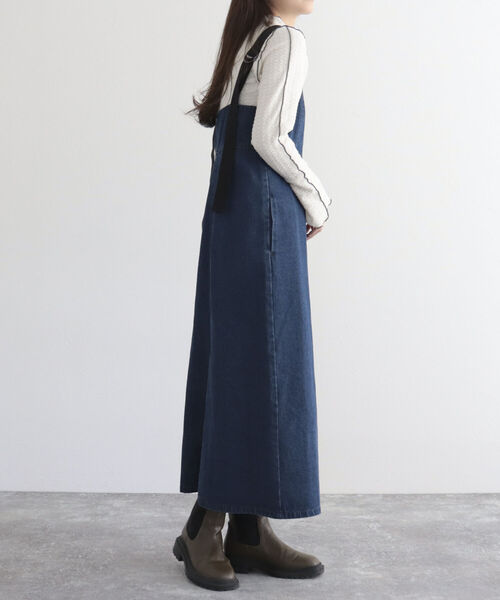 fredy emue（フレディエミュ）の「デニムフロントジップ ジャンスカ（ジャンパースカート・レディース・ブラック/ブルー・38）」の5枚目の写真