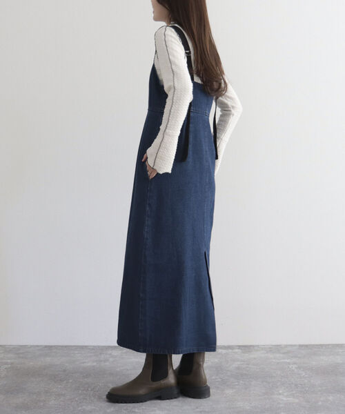 fredy emue（フレディエミュ）の「デニムフロントジップ ジャンスカ（ジャンパースカート・レディース・ブラック/ブルー・38）」の6枚目の写真