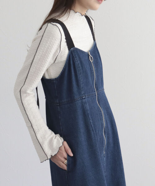 fredy emue（フレディエミュ）の「デニムフロントジップ ジャンスカ（ジャンパースカート・レディース・ブラック/ブルー・38）」の7枚目の写真