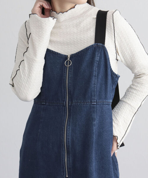 fredy emue（フレディエミュ）の「デニムフロントジップ ジャンスカ（ジャンパースカート・レディース・ブラック/ブルー・38）」の11枚目の写真