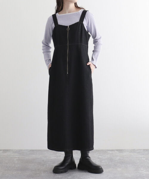 fredy emue（フレディエミュ）の「デニムフロントジップ ジャンスカ（ジャンパースカート・レディース・ブラック/ブルー・38）」の13枚目の写真