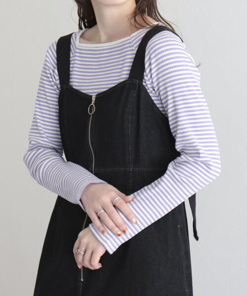 fredy emue（フレディエミュ）の「デニムフロントジップ ジャンスカ（ジャンパースカート・レディース・ブラック/ブルー・38）」の16枚目の写真