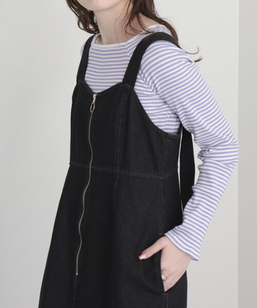 fredy emue（フレディエミュ）の「デニムフロントジップ ジャンスカ（ジャンパースカート・レディース・ブラック/ブルー・38）」の18枚目の写真