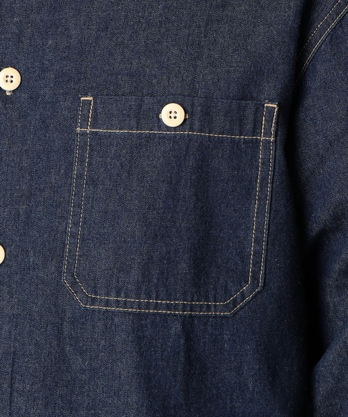 Grand PARK(グランドパーク)の「ライトデニムバンドカラーシャツカバーオール(セットアップ対応アイテム)(デニムジャケット・メンズ・ブルー/ネイビー・LARGE/MEDIUM/X-LARGE)」の8枚目の写真