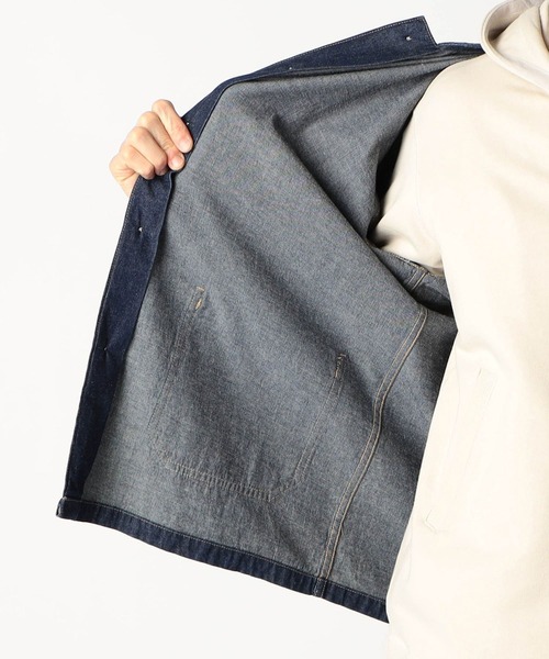 Grand PARK(グランドパーク)の「ライトデニムバンドカラーシャツカバーオール(セットアップ対応アイテム)(デニムジャケット・メンズ・ブルー/ネイビー・LARGE/MEDIUM/X-LARGE)」の11枚目の写真