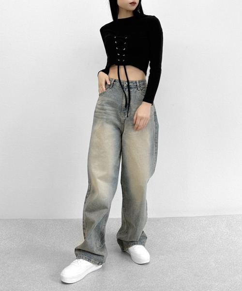 トップス thevirgins cropped sweat ic_fluent_arrow_enter_24_filled