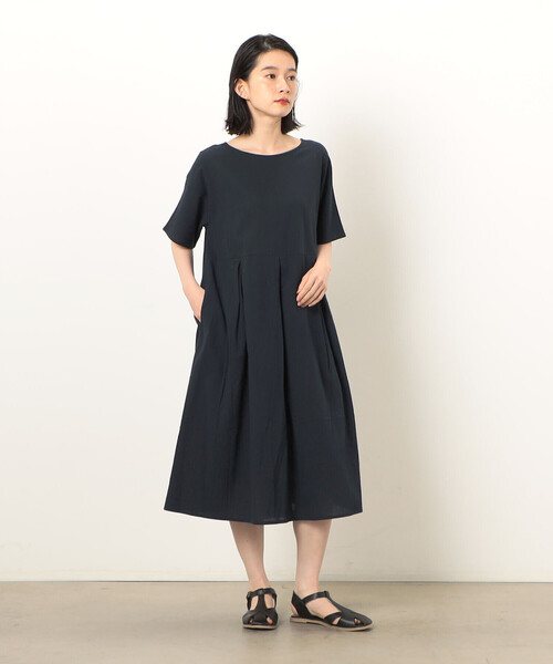 ONIGIRI(オニギリ)の「2WAY アッパッパ 半袖 ワンピース(ワンピース・レディース・ベージュ/オレンジ/イエロー/ブラウン/オリーブ/ネイビー・MEDIUM/LARGE)」の8枚目の写真