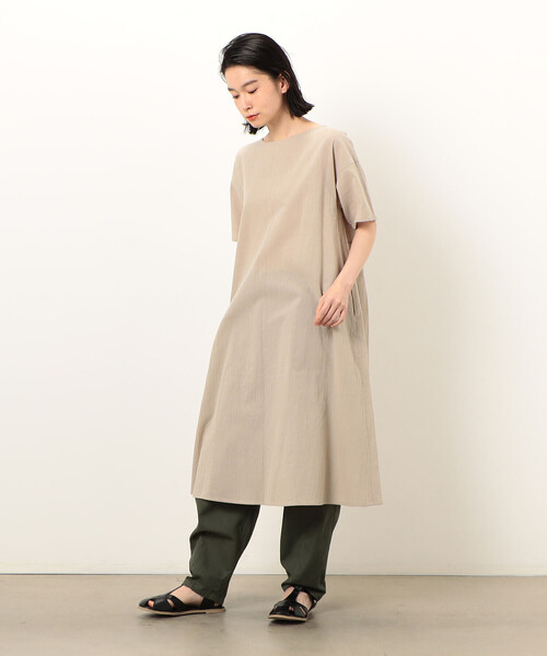 ONIGIRI(オニギリ)の「2WAY アッパッパ 半袖 ワンピース(ワンピース・レディース・ベージュ/オレンジ/イエロー/ブラウン/オリーブ/ネイビー・MEDIUM/LARGE)」の13枚目の写真