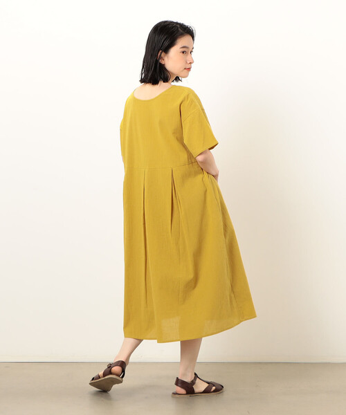 ONIGIRI(オニギリ)の「2WAY アッパッパ 半袖 ワンピース(ワンピース・レディース・ベージュ/オレンジ/イエロー/ブラウン/オリーブ/ネイビー・MEDIUM/LARGE)」の17枚目の写真