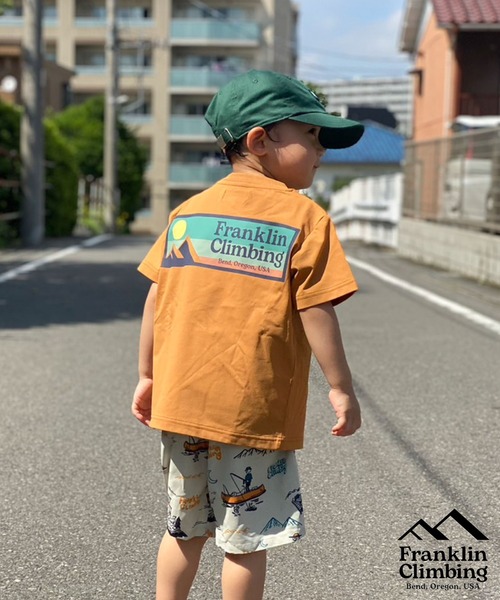 Franklin Climbing（フランクリンクライミング）の「【KIDS】【Franklin Climbing】バッグロゴプリントフレキシブルテックショートスリーブTee（Tシャツ/カットソー・キッズ・ホワイト/バイオレット/グリーン/イエロー/サックスブルー/ベージュ/ブラック・M/L/XL）」の3枚目の写真