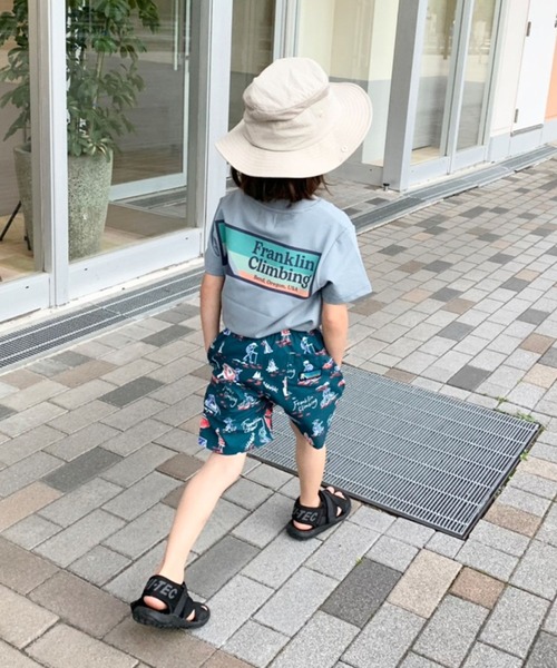 Franklin Climbing（フランクリンクライミング）の「【KIDS】【Franklin Climbing】バッグロゴプリントフレキシブルテックショートスリーブTee（Tシャツ/カットソー・キッズ・ホワイト/バイオレット/グリーン/イエロー/サックスブルー/ベージュ/ブラック・M/L/XL）」の16枚目の写真