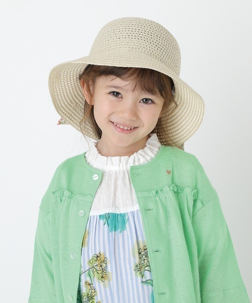 HAKKA KIDS(ハッカキッズ)の「レースリボン付きブレードハット(ハット・キッズ・ベージュ/ブラウン/ピンク・L/M/S)」の3枚目の写真