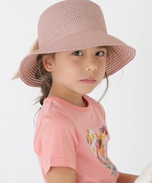 HAKKA KIDS(ハッカキッズ)の「レースリボン付きブレードハット(ハット・キッズ・ベージュ/ブラウン/ピンク・L/M/S)」の1枚目の写真