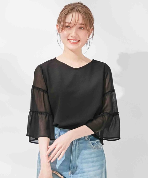 alotta(アロッタ)の「袖ティアード切替トップス(Tシャツ/カットソー・レディース・ピンク/ライトブルー/オフホワイト/ブラック/ネイビー・LARGE/MEDIUM/X-LARGE/XX-LARGE)」の11枚目の写真