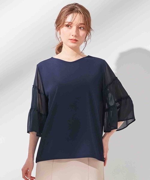 alotta(アロッタ)の「袖ティアード切替トップス(Tシャツ/カットソー・レディース・ピンク/ライトブルー/オフホワイト/ブラック/ネイビー・LARGE/MEDIUM/X-LARGE/XX-LARGE)」の12枚目の写真