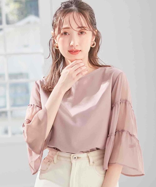 alotta(アロッタ)の「袖ティアード切替トップス(Tシャツ/カットソー・レディース・ピンク/ライトブルー/オフホワイト/ブラック/ネイビー・LARGE/MEDIUM/X-LARGE/XX-LARGE)」の8枚目の写真