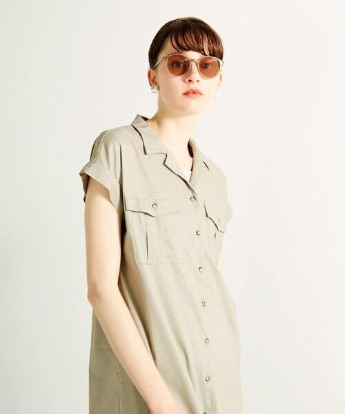 MELROSE claire（メルローズ クレール）の「【上品な印象のレーヨンリネン素材の大人女性ワンピース】（シャツワンピース・レディース・チャコールグレー/ベージュ/ネイビー・FREE）」の11枚目の写真