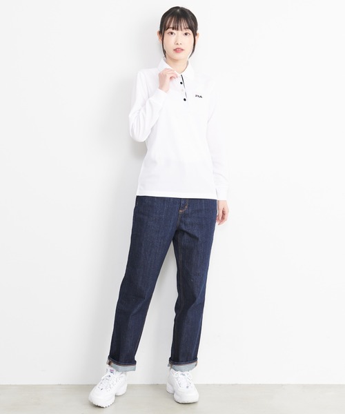 FILA（フィラ）の「FILA フィラ ブランド ロゴ ワンポイント 刺繍 UVカット 吸汗速乾 抗菌防臭 ボタンダウン 長袖 ポロシャツ（ポロシャツ・レディース・ホワイト系その他/ネイビー/ピンク/ブラック/ブラック系その他/ホワイト・LL/M/L）」の13枚目の写真