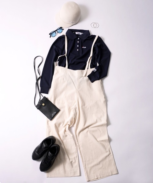 FILA（フィラ）の「FILA フィラ ブランド ロゴ ワンポイント 刺繍 UVカット 吸汗速乾 抗菌防臭 ボタンダウン 長袖 ポロシャツ（ポロシャツ・レディース・ホワイト系その他/ネイビー/ピンク/ブラック/ブラック系その他/ホワイト・LL/M/L）」の20枚目の写真