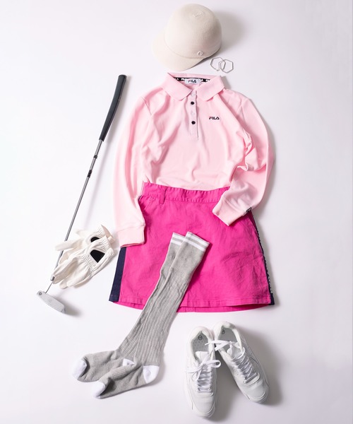 FILA（フィラ）の「FILA フィラ ブランド ロゴ ワンポイント 刺繍 UVカット 吸汗速乾 抗菌防臭 ボタンダウン 長袖 ポロシャツ（ポロシャツ・レディース・ホワイト系その他/ネイビー/ピンク/ブラック/ブラック系その他/ホワイト・LL/M/L）」の21枚目の写真