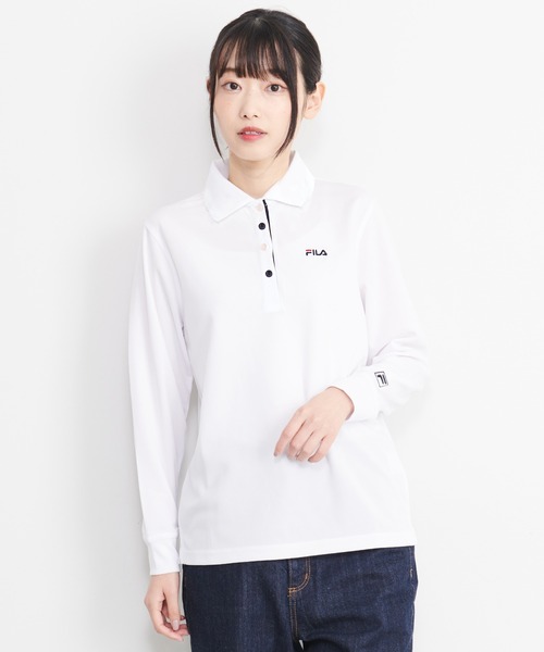 新品●FILA GOLF● ボタンダウン 長袖ポロシャツ 吸汗速乾 UVカット FILA GOLF フィラゴルフ ゴルフウェア ポロシャツ レディース