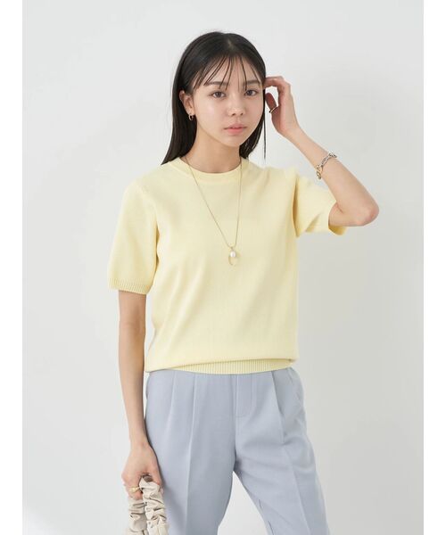 earth music&ecology（アースミュージックアンドエコロジー）の「総針クルーネックハンソデプルオーバー（Tシャツ/カットソー・レディース・グリーン/ネイビー/イエロー/アイボリー/ブルー・S/M）」の12枚目の写真