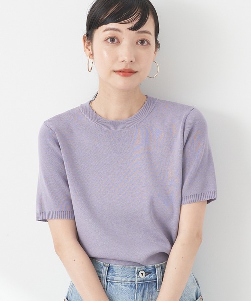 earth music&ecology（アースミュージックアンドエコロジー）の「総針クルーネックハンソデプルオーバー（Tシャツ/カットソー・レディース・グリーン/ネイビー/イエロー/アイボリー/ブルー・S/M）」の4枚目の写真