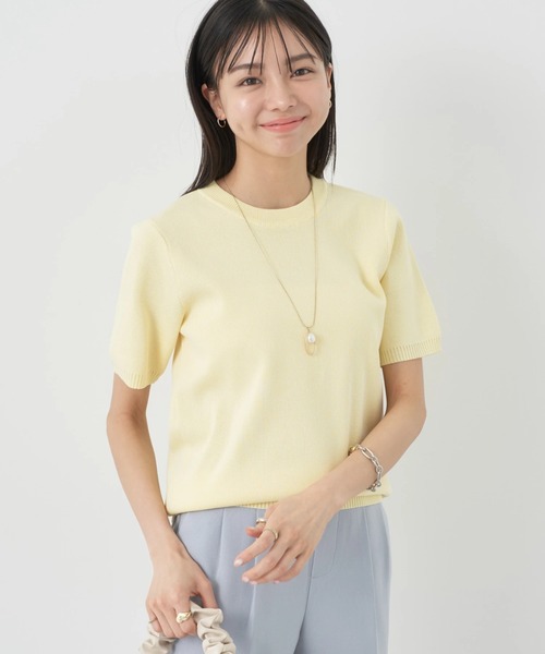 earth music&ecology（アースミュージックアンドエコロジー）の「総針クルーネックハンソデプルオーバー（Tシャツ/カットソー・レディース・グリーン/ネイビー/イエロー/アイボリー/ブルー・S/M）」の6枚目の写真