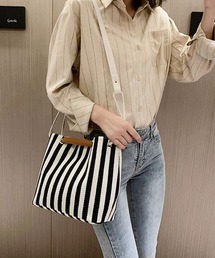 florist | 【2WAY/3WAY】【軽量】ストライプ×配色レザーキャンバストートバッグ/ハンドバッグ/ショルダーバッグ(トートバッグ)