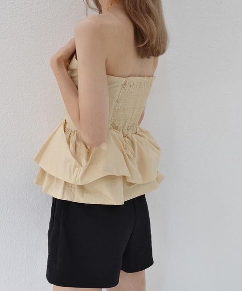 PIN(ピン)の「ペプラムベアトップ(チューブトップ・レディース・アイボリー・L/M/S)」の15枚目の写真