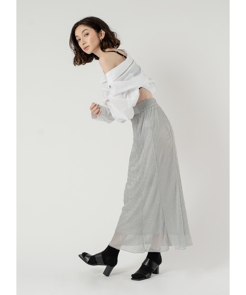 Adoon plain（アドーンプレーン）の「ラメプリーツスカート（スカート・レディース・ライトグレー/グレー/ブラック・LARGE/MEDIUM）」の12枚目の写真