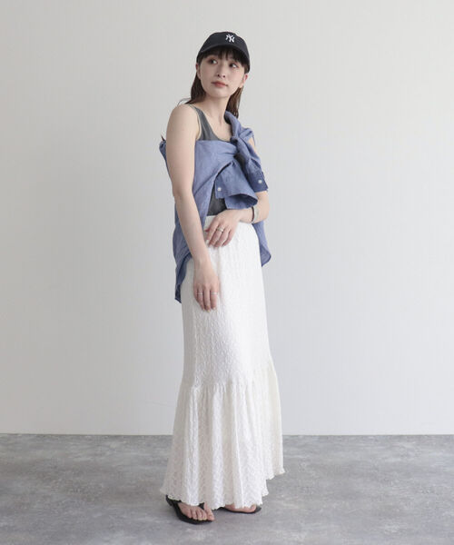 fredy emue（フレディエミュ）の「カットレースロングスカート（スカート・レディース・ブラック/オフホワイト・38/36）」の8枚目の写真