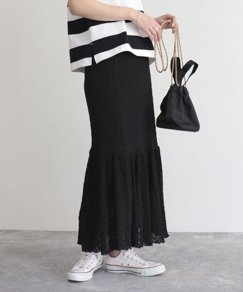 fredy emue（フレディエミュ）の「カットレースロングスカート（スカート・レディース・ブラック/オフホワイト・38/36）」の10枚目の写真