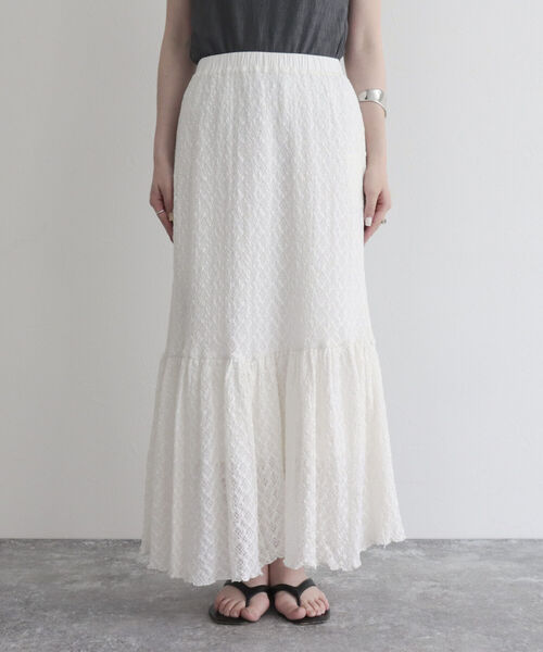fredy emue（フレディエミュ）の「カットレースロングスカート（スカート・レディース・ブラック/オフホワイト・38/36）」の7枚目の写真