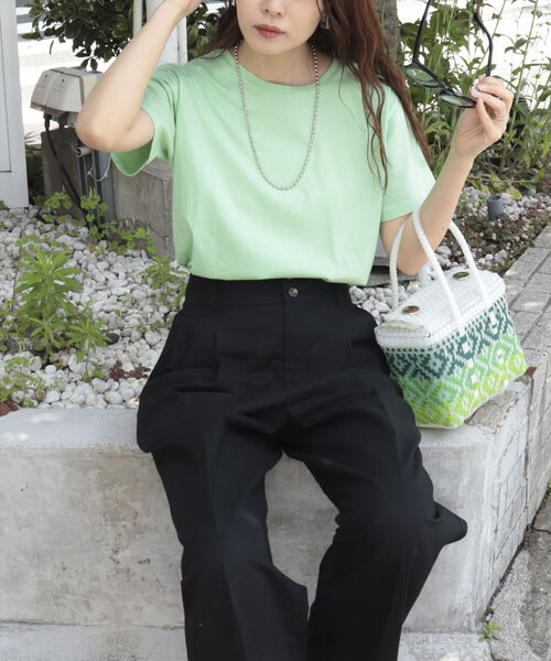 fredy emue（フレディエミュ）の「ピグメントBASICコットンT（Tシャツ/カットソー・レディース・オレンジ/チャコールグレー/ライトグレー/ライトグリーン・38）」の14枚目の写真