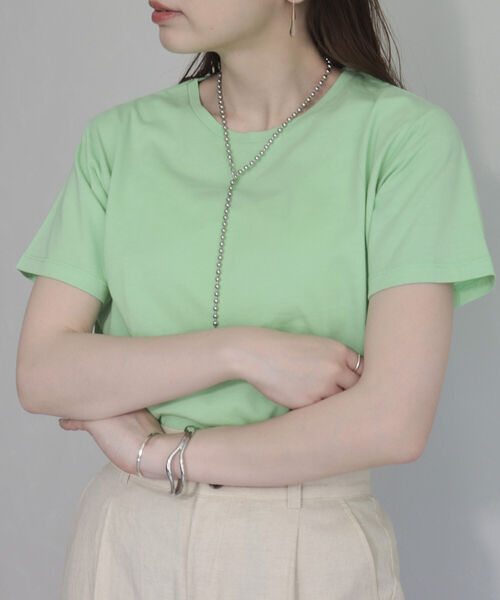 fredy emue（フレディエミュ）の「ピグメントBASICコットンT（Tシャツ/カットソー・レディース・オレンジ/チャコールグレー/ライトグレー/ライトグリーン・38）」の15枚目の写真