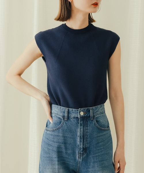 SENSE OF PLACE by URBAN RESEARCH（センスオブプレイスバイアーバンリサーチ）の「クルーネックフレンチスリーブセーター（ニット/セーター・レディース・ベージュ/ブラック/ネイビー/ライトブルー/オフホワイト・ONE）」の12枚目の写真