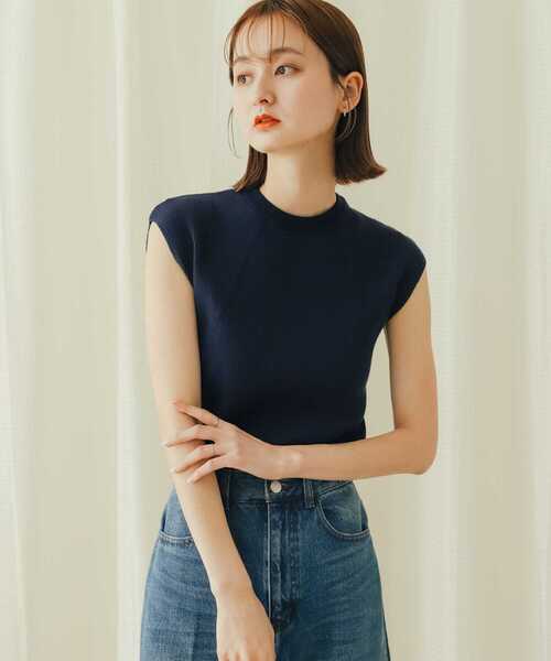 SENSE OF PLACE by URBAN RESEARCH（センスオブプレイスバイアーバンリサーチ）の「クルーネックフレンチスリーブセーター（ニット/セーター・レディース・ベージュ/ブラック/ネイビー/ライトブルー/オフホワイト・ONE）」の13枚目の写真