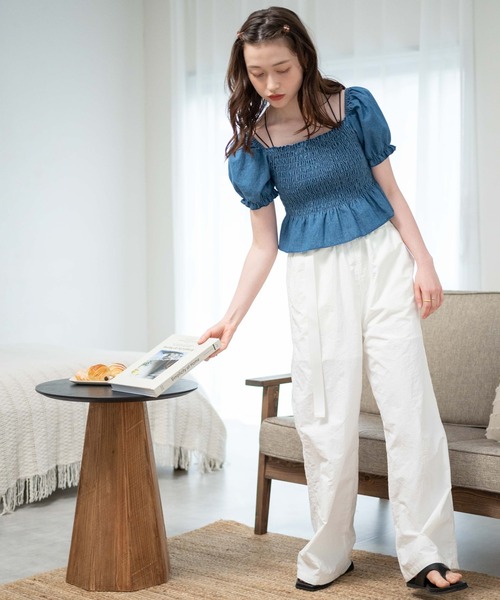 WEGO（ウィゴー）の「WEGO/デニムシャーリングブラウス（シャツ/ブラウス・レディース・ブルー/ブラック・FREE）」の15枚目の写真