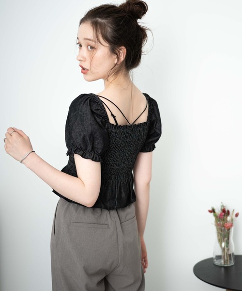 WEGO（ウィゴー）の「WEGO/デニムシャーリングブラウス（シャツ/ブラウス・レディース・ブルー/ブラック・FREE）」の10枚目の写真