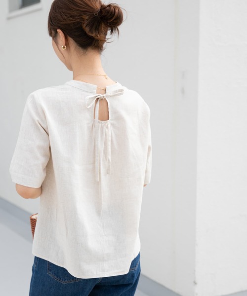 URBAN RESEARCH DOORS(アーバンリサーチドアーズ)の「リネンコットンバックリボンブラウス(シャツ/ブラウス・レディース・ナチュラル/ブラック/イエロー系その他・MEDIUM)」の20枚目の写真