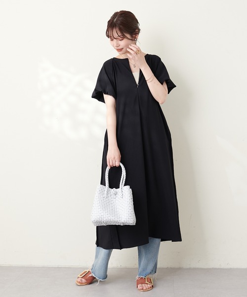 natural couture（ナチュラルクチュール）の「osono楽ちん2WAYリップルワンピース（ワンピース・レディース・オフホワイト/ブルー/ブラウン/ブラック・MEDIUM/LARGE）」の19枚目の写真