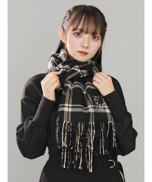 EATME（イートミー）の「E/Mロゴチェックストール（ストール/ショール・レディース・ブラウン/ブラック・FREE）」の2枚目の写真